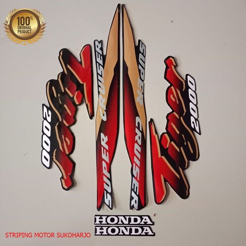 (ORI) striping honda tiger 2000  hitam gold kualitas original