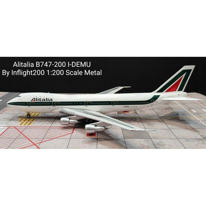 Pesawat Terbang Alitalia B747-200 I-DEMU  Inflight200 Skala 1/200 Metal Diecast