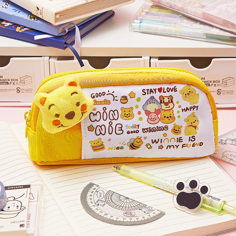 

Disney Winnie The Pooh Pen Bag High Appearance Level Large Memory Cartoon Stationery Bag Cute Girl Storage Printed Pencil Case