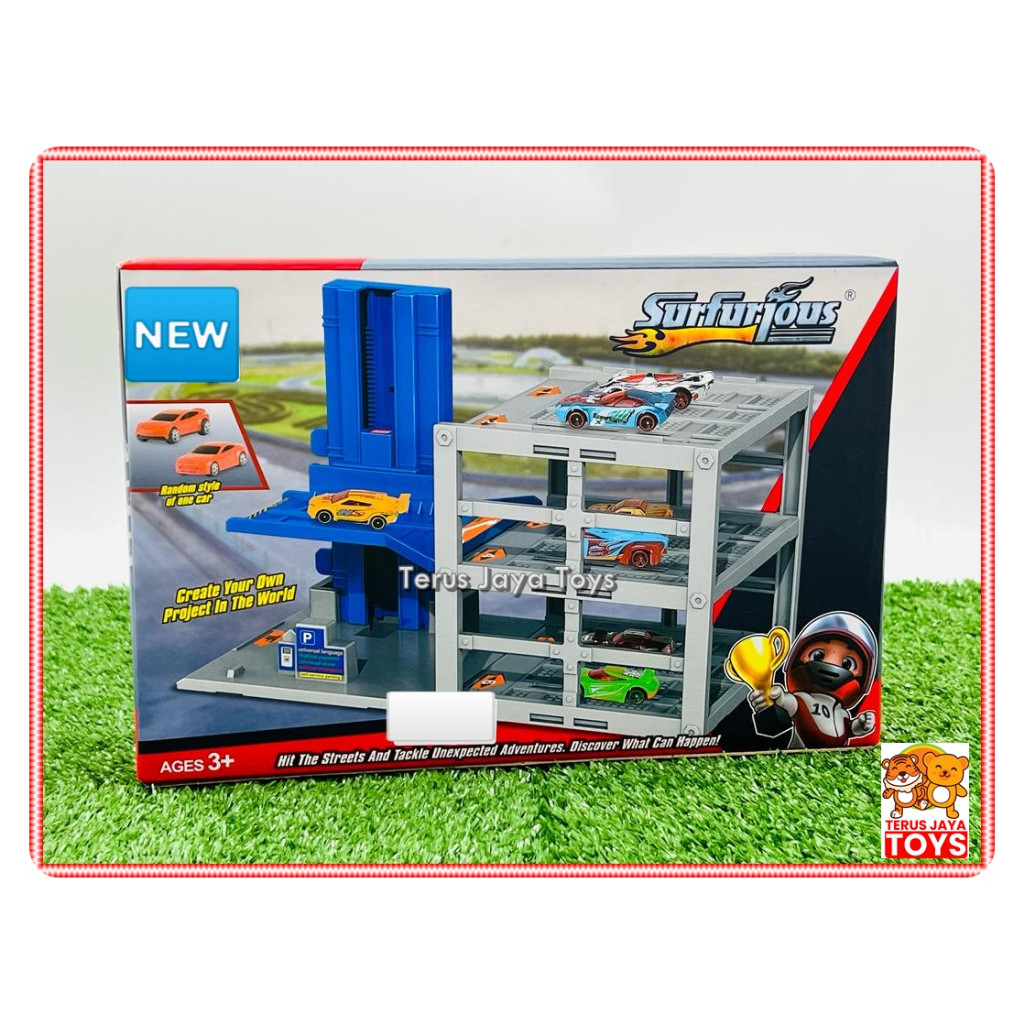 LETERSHOP Mainan Mobil Mobilan Parking Lot Lift Mobil Sport Car