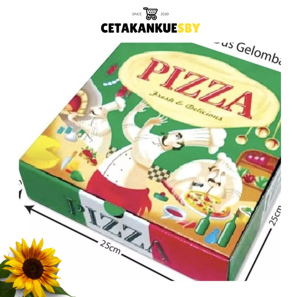 

(CKS) Box Pizza 25X25X5 | Dus Pizza Full Color | Dus Motif Merah Hijau