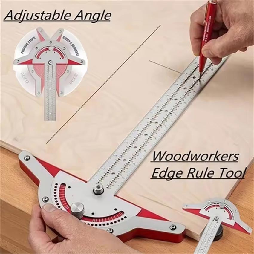 Penggaris Busur Sudut Kayu 70 Derajat Stainless Steel Multifungsi Adjustable Penggaris Siku Busur