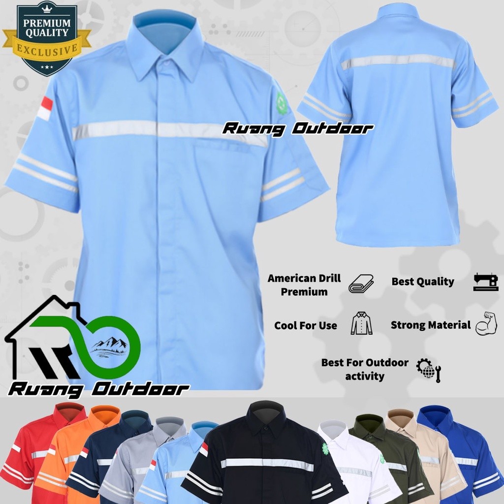 B8 ATASAN WEARPACK BAJU KEMEJA SAFETY K3 OUTDOOR PREMIUM LENGAN PENDEK - Seragam Kerja Lapangan Proy