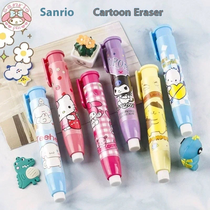

Sanrio Press Eraser 12pcs Students Kawaii Stationery Cute Automatic Eraser Clean Rubber Children Birthday New Gift Whole