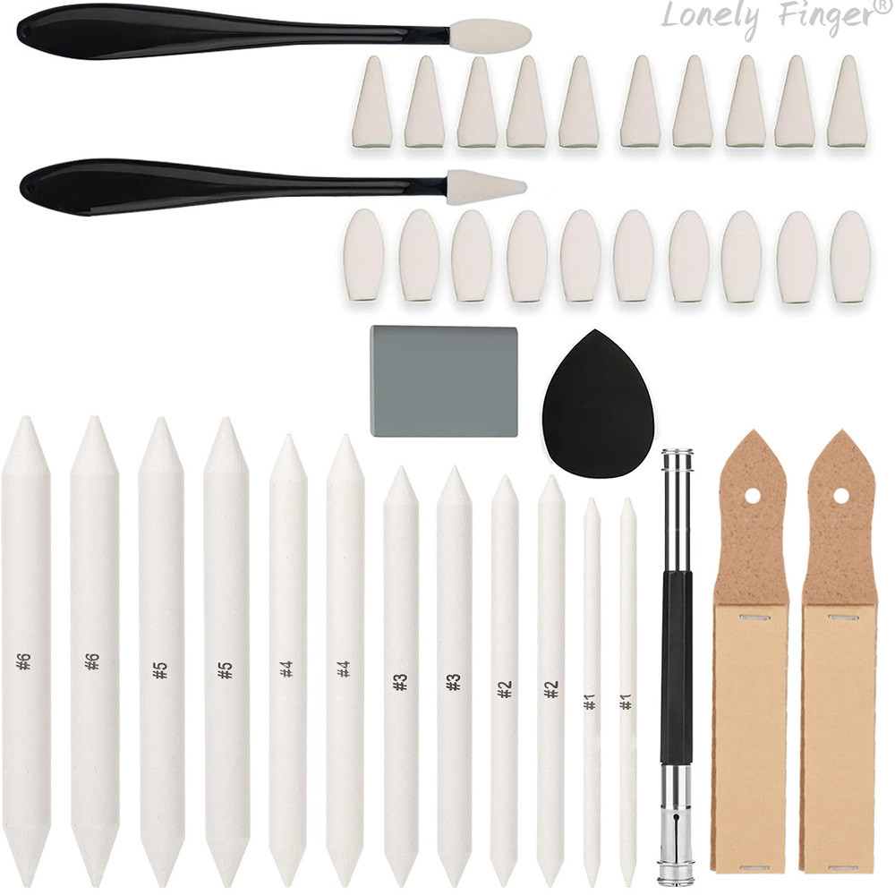 

39PCS Blending Stumps and Paper Art Blenders Sketch Tools with Scrapers,Rub Sponge,Kneaded Eraser and Sandpaper Sharpeners