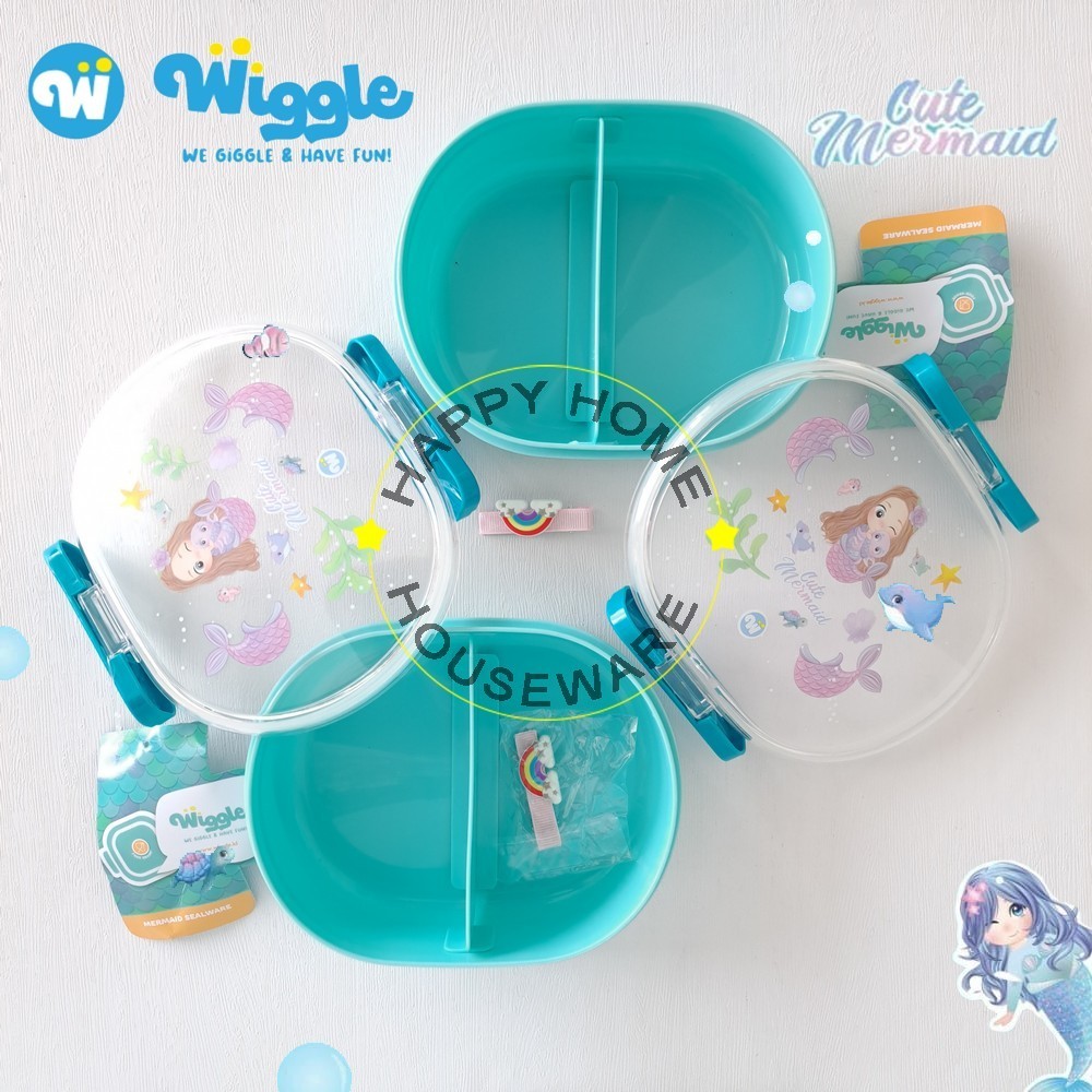 WIGGLE Little Mermaid Lunch Box Oval 730ml Kotak Bekal Makan Sekat