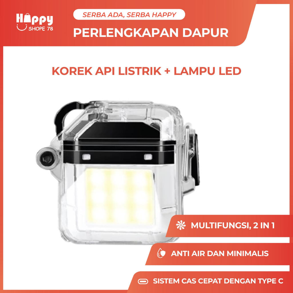 XLOTFASHOP Korek Api Bara Elektrik USB Senter LED Mini Tahan Air Macis Elektrik Outdoor