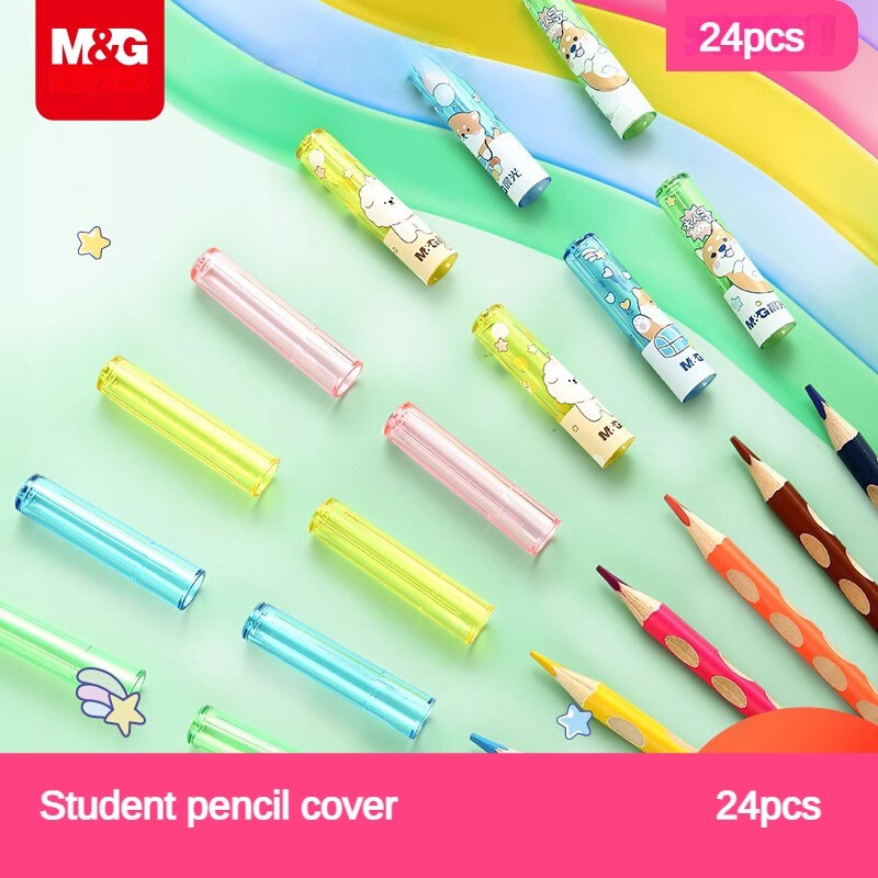 

M&G Miffy 24pcs Pencil Cover Pencil Cap Pen Covers Pencil Protective Cover Extender Cover Student Extending Tool Pink/Blue/White