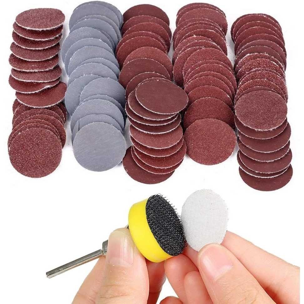 100 PCS Paket Amplas Mata Bor Mini Polishing Fiber Wheel Sanding Disc / Amplas Bulat Velcro Konektor