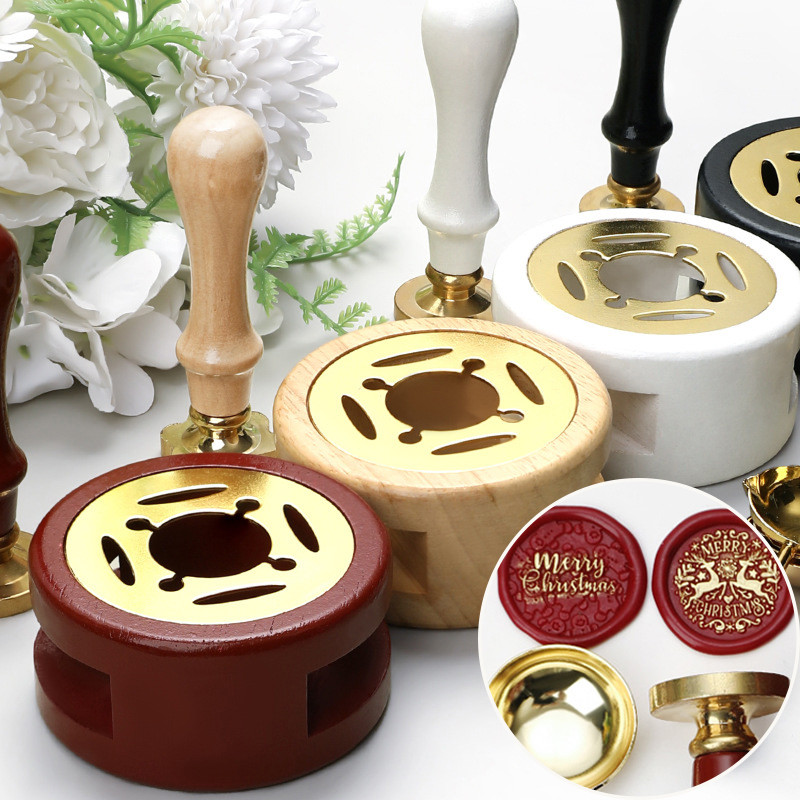 

3PCS Wax Seal Stamp Set Lacquer Furnace Solid Wood Stove Fire Paint Seal Supplies Wax Spoon Sealing Wax Melting Pot Craft