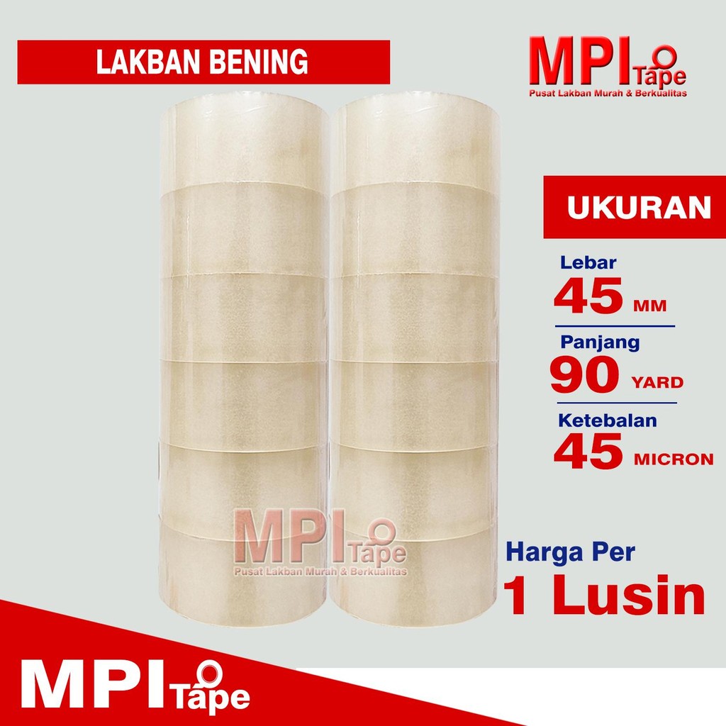 

1 Lusin - Lakban Bening Uk 45 mm x 90 Yard - Lakban Packing - MPI