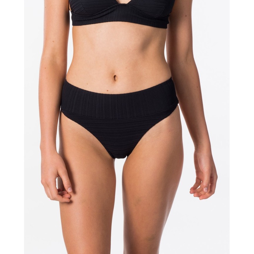 Rip Curl Premium Surf Hi Waisted Cheeky Coverage Bikini Pant Black
