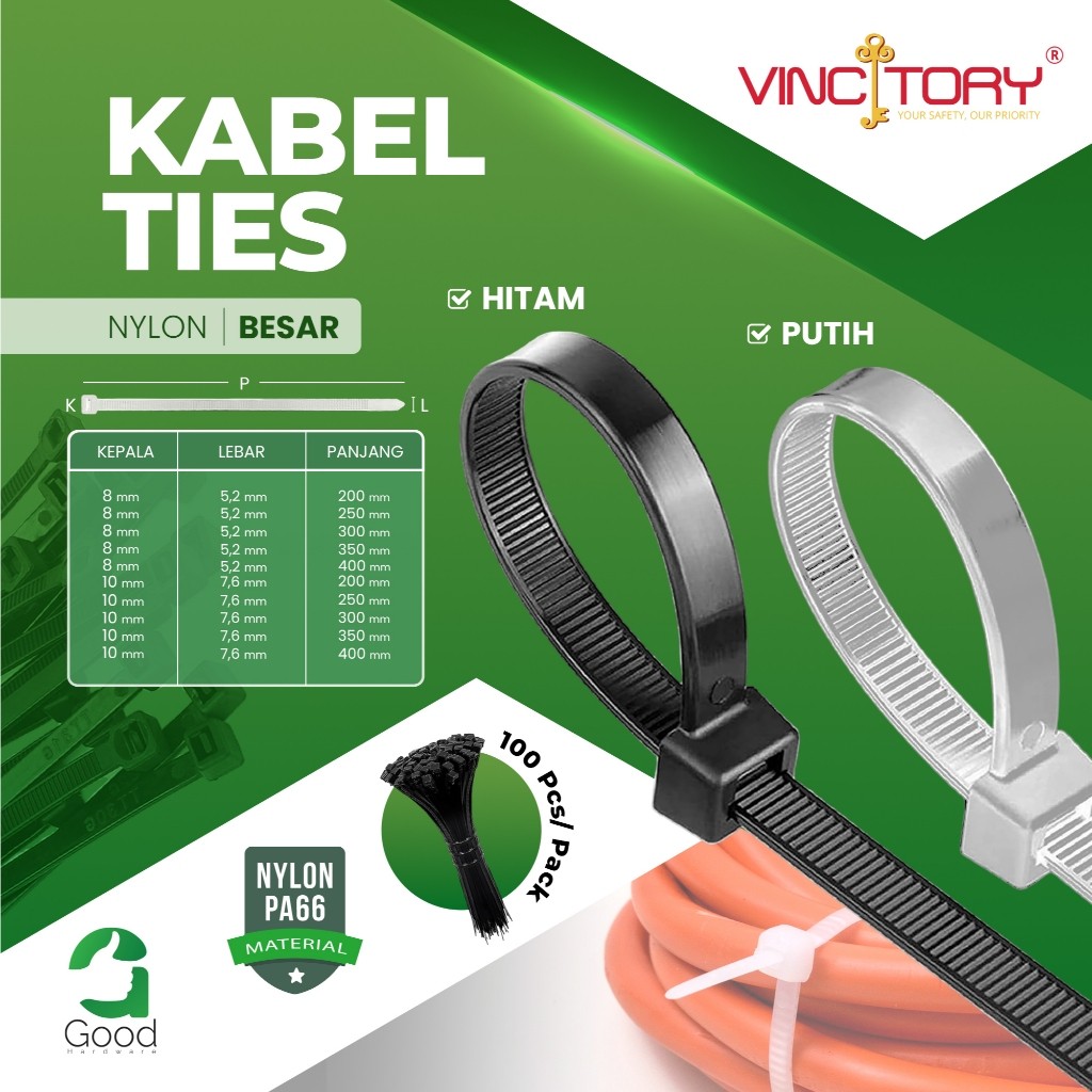 

KSTORE- VIncitory Kabel Ties Nylon Hitam Putih Tali Pengikat Kabel Bungkus Makanan 20cm 25cm 30cm 35cm 40cm murah