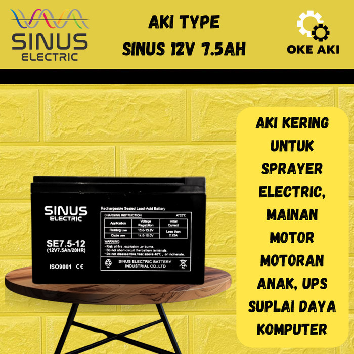 Aki sprayer semprot elektrik 12v 7.5ah Aki kering SINUS 12V 7.5Ah