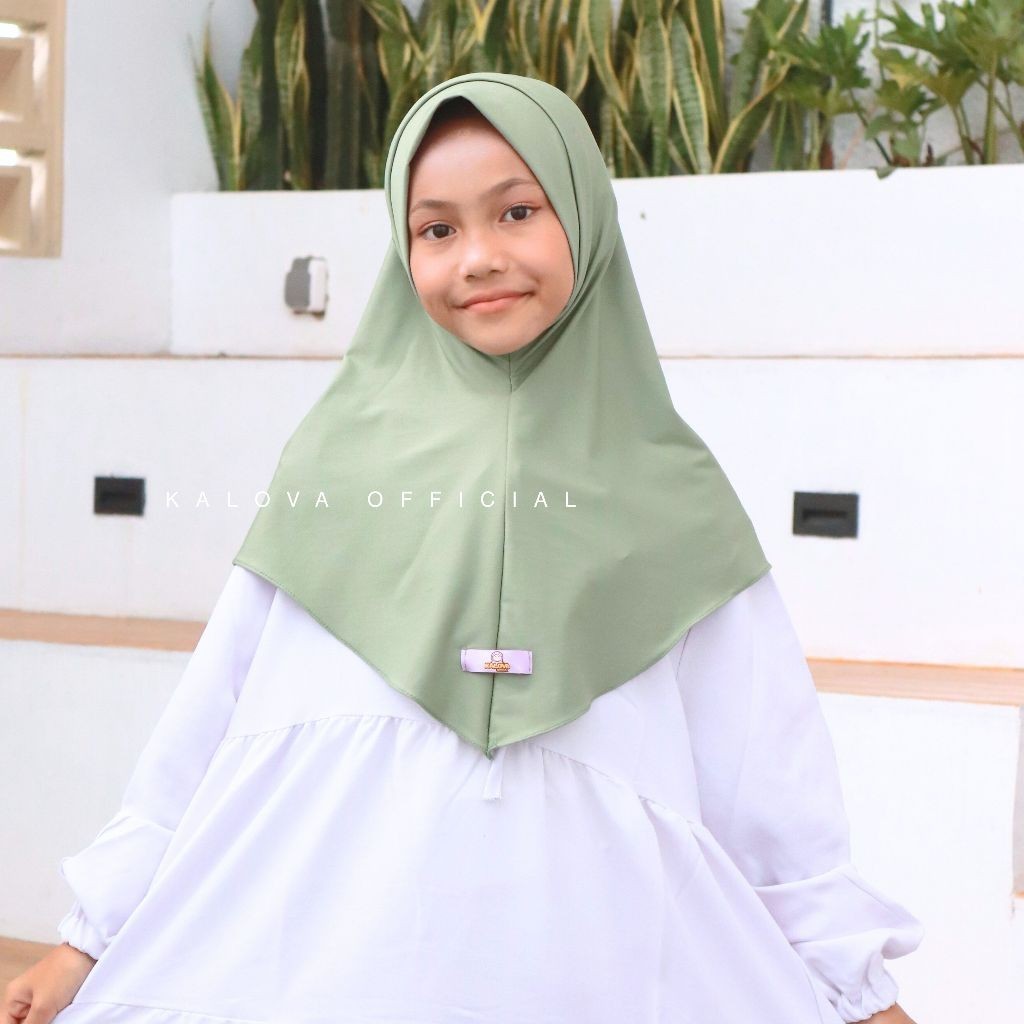 JIlbab Bergo Anak Perempuan Sd Lubang Telinga Aminah Hijab Instan Jersey Premium Anak Sd