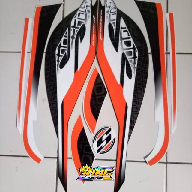 Stiker striping Scoopy sporty 2020 putih orange