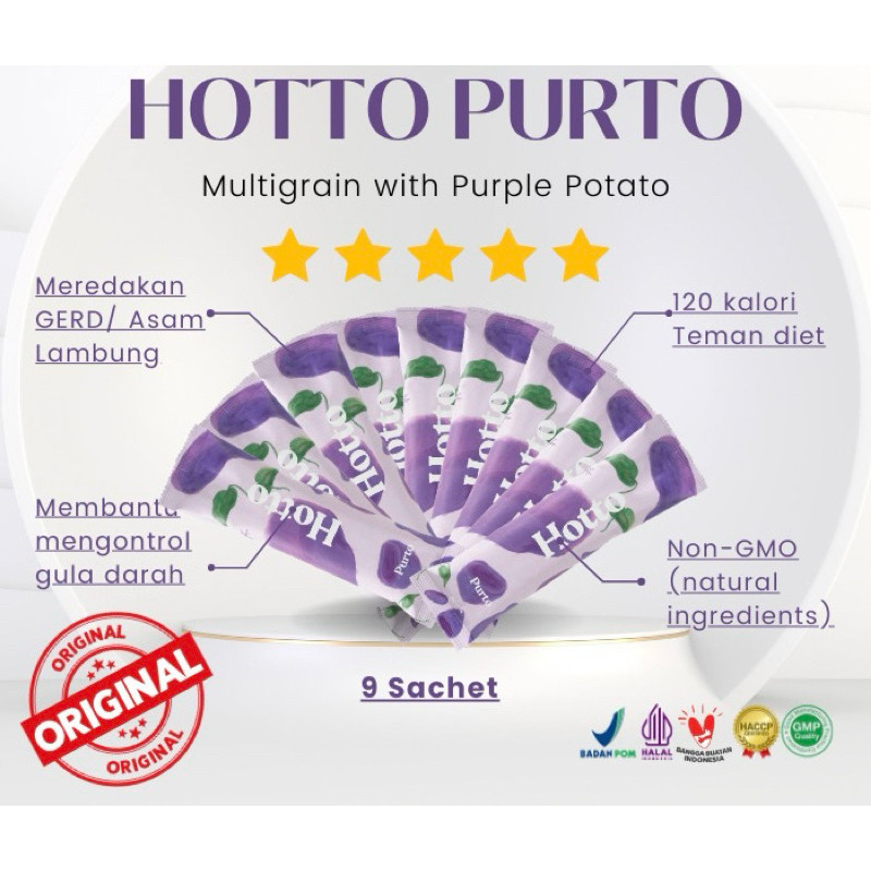 

9 SACHET Hotto Purto Multigrain with Purple Potato Minuman Kesehatan Pengganti Sarapan
