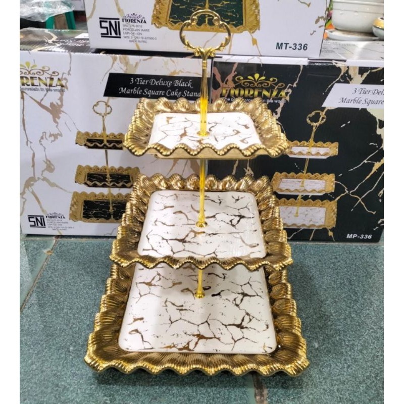 Stand Kue Keramik Marble Fiorenza Bertingkat 3 MP/MH/MT-336