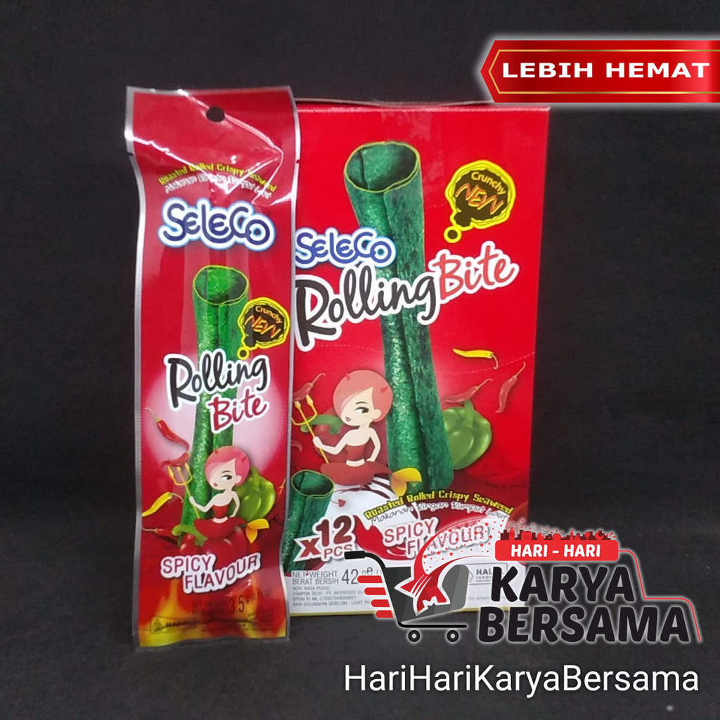 

SELECO CRISPY SEAWEED ROLLING BITE SPICY FLAVOUR BOX 12'S X 3.5GR