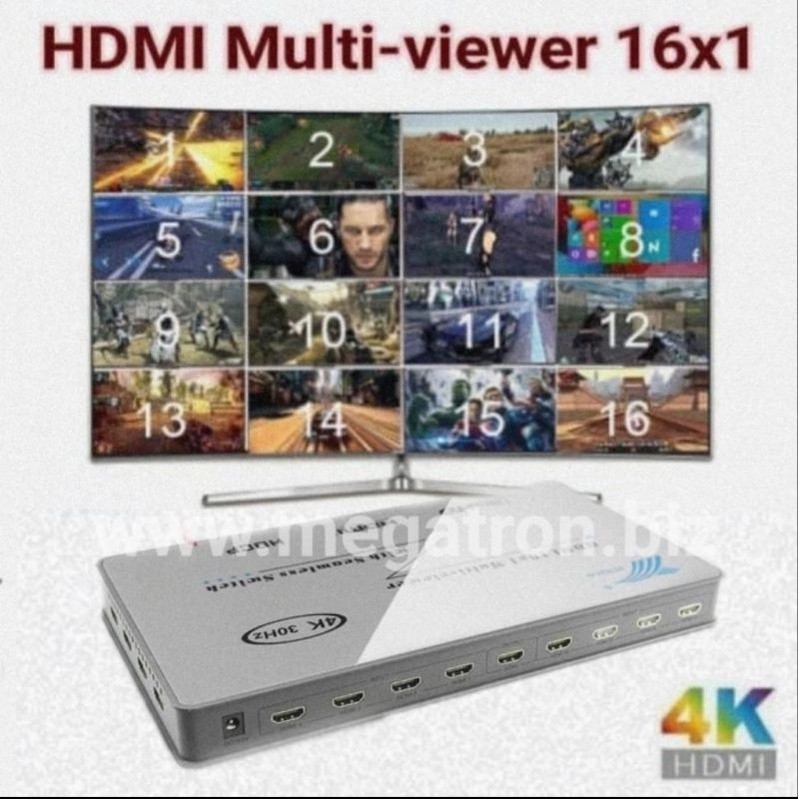 HDMI 16x1 Seamless Switcher Multiviewer (pembagi layar 16/8/4) - support 4K