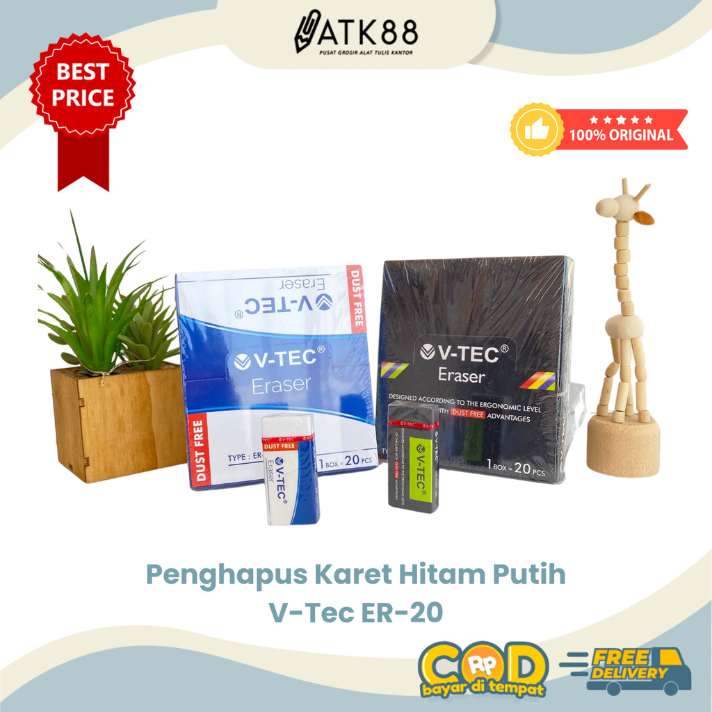

[ATK88] Penghapus Pensil V-Tec ER-20WH (Putih) / ER-20BL (Hitam) Penghapus Karet