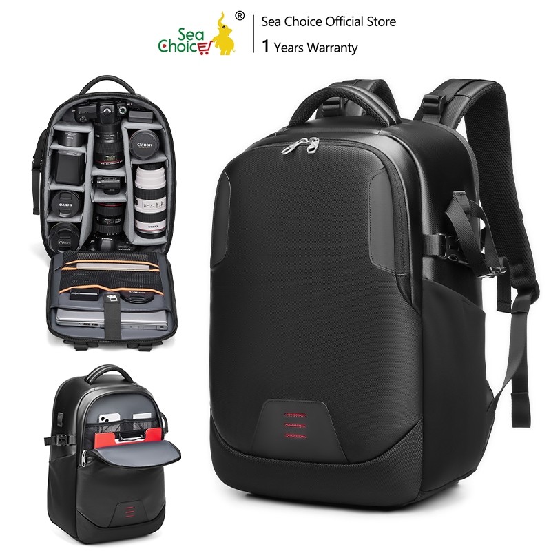 SEA CHOICE Tas Ransel Kamera Besar, Tas Kamera Profesional dengan Penutup Hujan Tahan Air untuk Akse