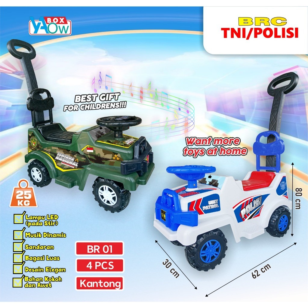 MOBIL DORONG ANAK BISA NAIK MAINAN MOBIL ANAK BRC UNICORN DAN HELLO KITTY /BRC UNICORN HELLO KITTY+L
