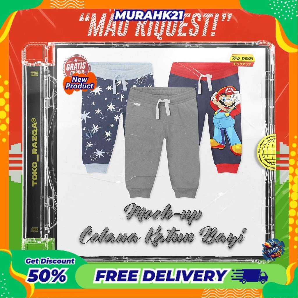 Mock-up Celana Katun Bayi ◖Mockup◗ NEW MOCKUP