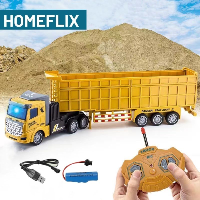 RINBAOW Mobil Dump Truck Remote Control 27MHZ Truk Oleng RC Mainan Anak Laki-Laki Mobil Muatan Pasir