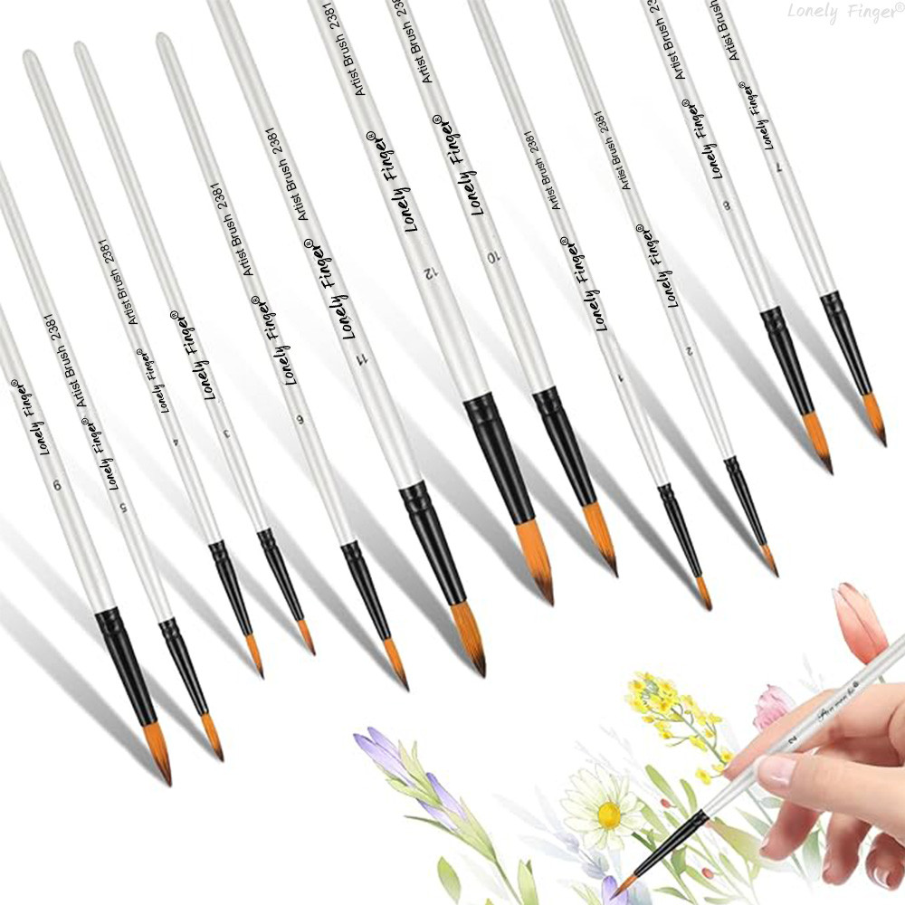 

Detail Paint Brush Set, 12Pcs Artist Professional Round Brush with Fine Detail for Painting Face Painting Oil Painting