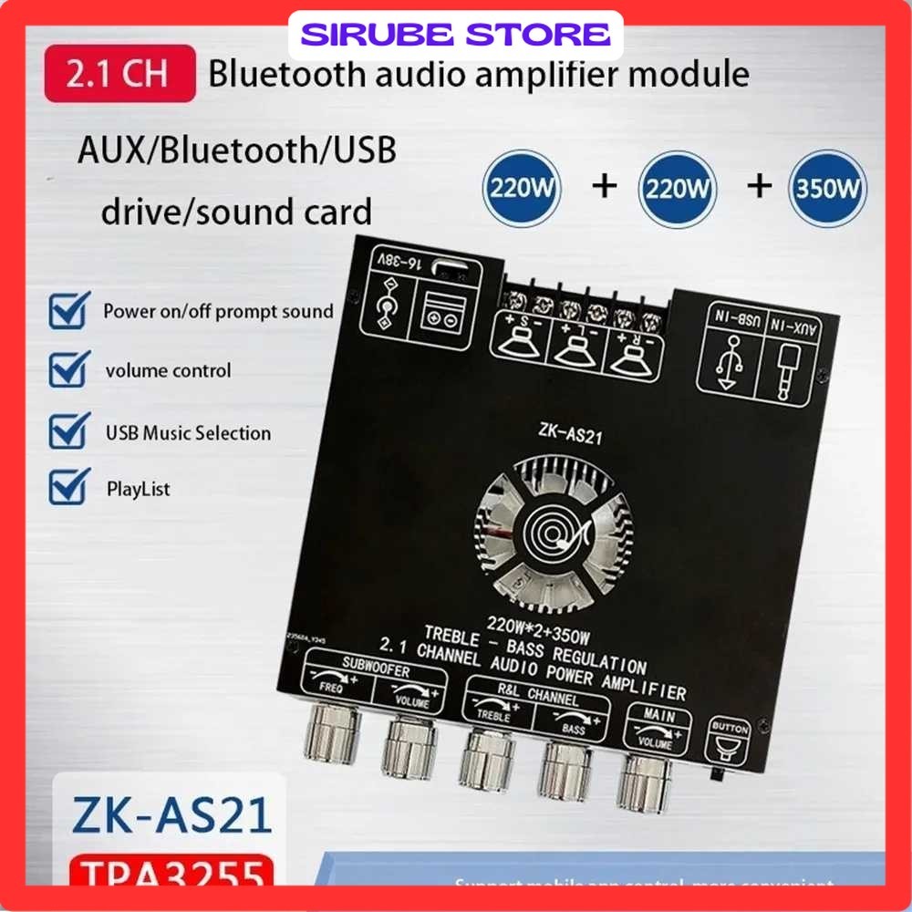 Amplifier Board Audio Bluetooth USB 2.1 Channel DIY - ZK-AS21