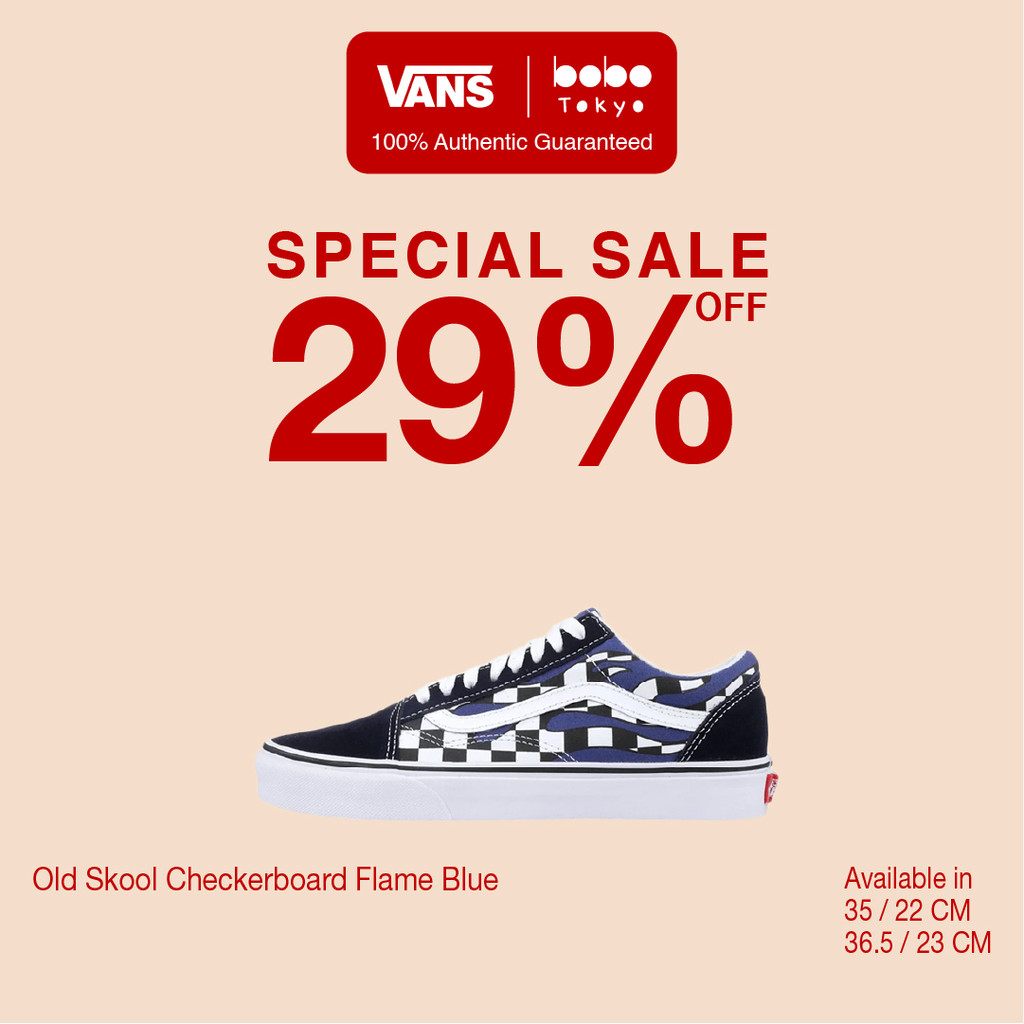 Sepatu VANS ORIGINAL - Old Skool Checkerboard Flame Blue