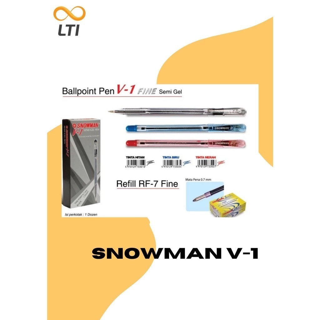 

Ballpoint Bolpen Snowman V-1 Fine Semi Gel Pulpen (PCS) - MURMER