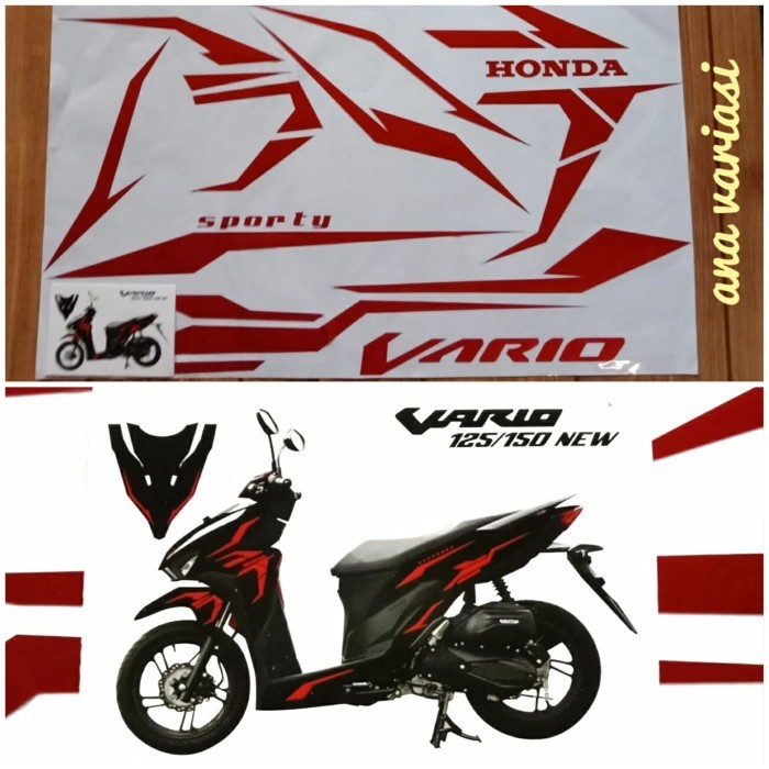 stiker striping honda vario 125 150 new striping vario 150 stiker cutt - Merah