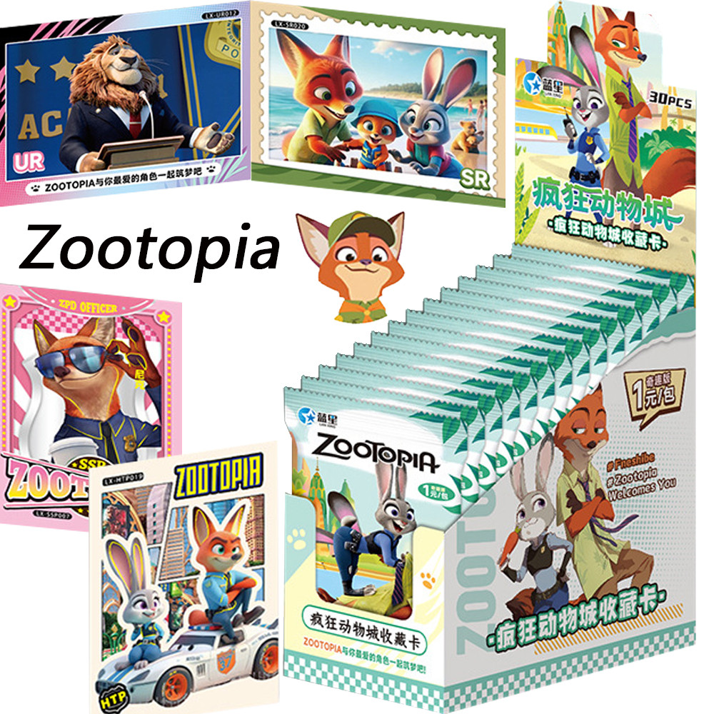 Original Zootopia Collection Cards Booster Box Disney Classic Animated Character Rare Game Trading C