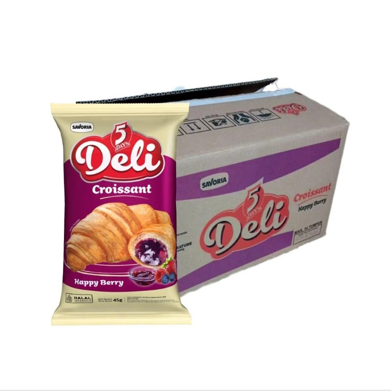 

5 Days Croissant Happy Berry - Deli Roti Croisant Rasa Blueberry 45g 1 Dus isi 20