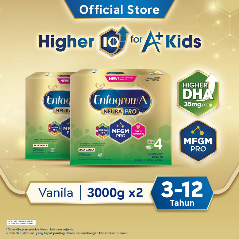 

Enfagrow A+ 4 Susu Formula Anak 3 - 12 Tahun Vanila 3000 gr [2 Pcs]