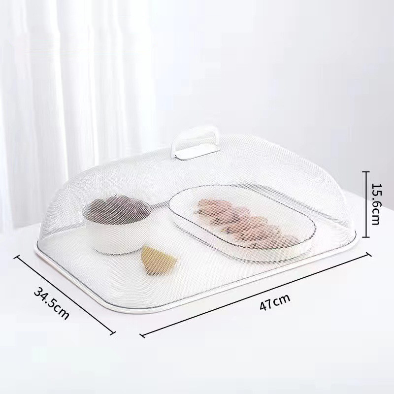 Tudung Saji Besi  Food Cover Stainless Nagoya Persegi - Tudung Saji Kotak Coated Steel Hitam Putih E