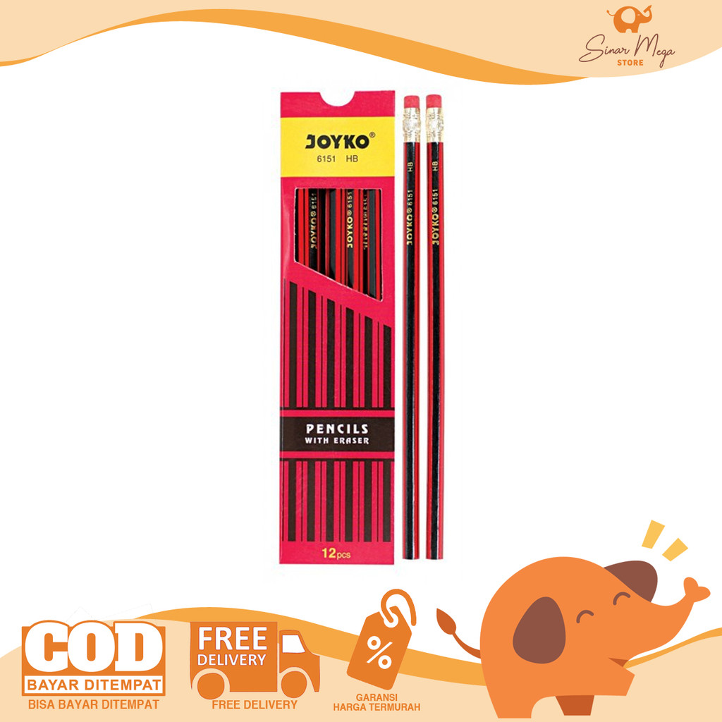

JOYKO Pensil Pencil HB 6151 with Eraser/ Pinsil Kayu DIJUAL SATUAN Murah
