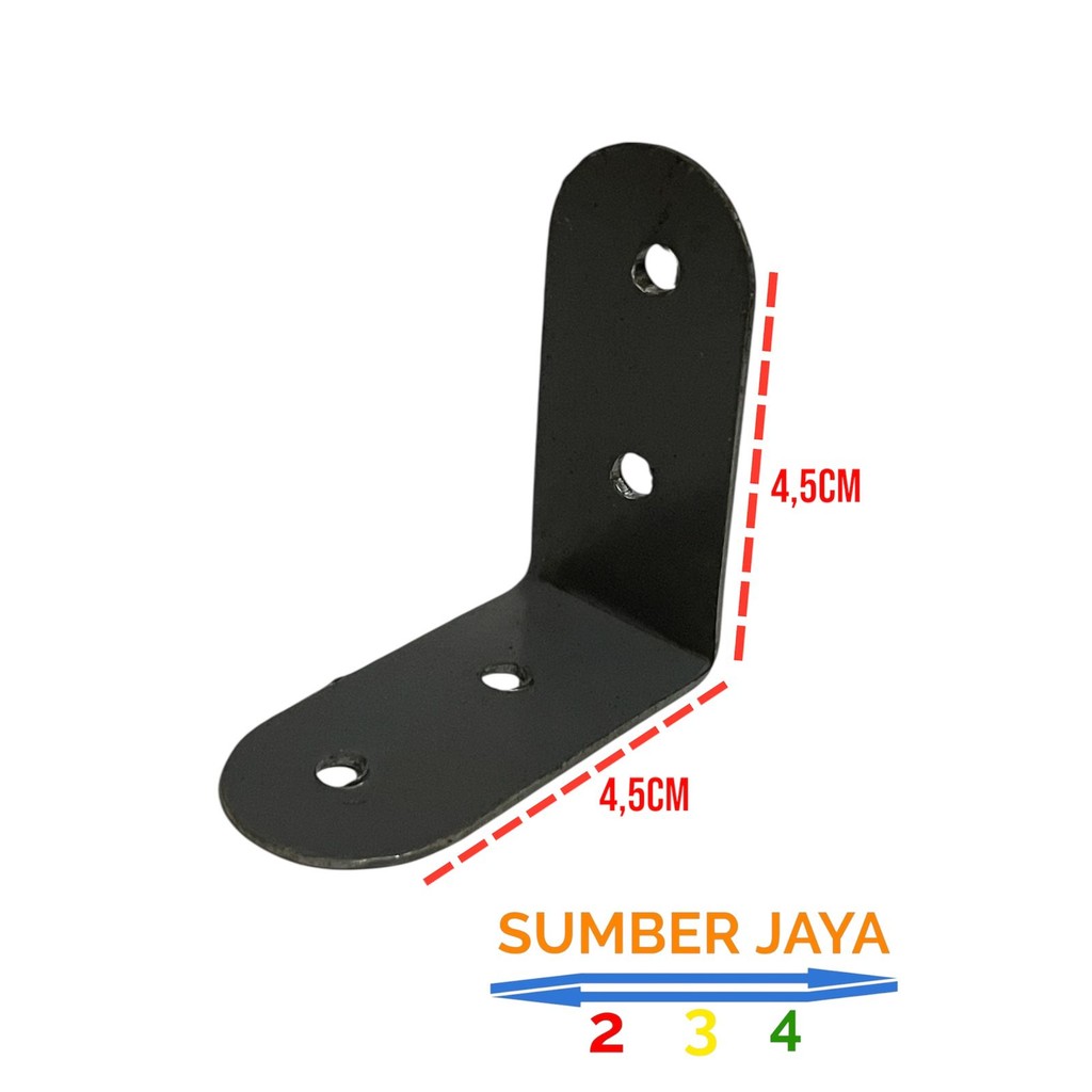 Plat Siku Besi tebal 4 Lubang 4,5 x 4,5 TERMURAH