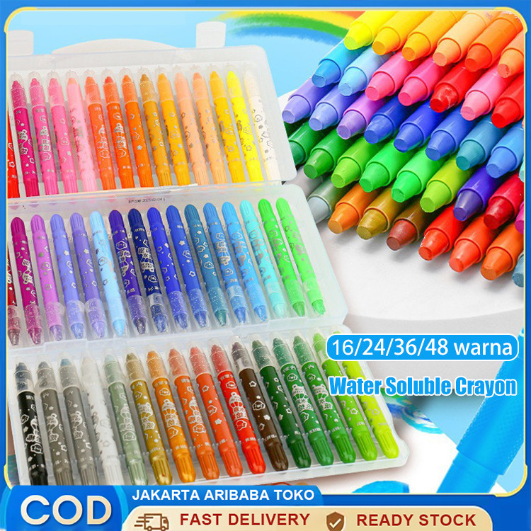 

Crayon Grasp Mata Sedang 12/24/36/48 Warna Water Soluable Crayon Krayon Mewarnai Silky Crayon Krayon Warna