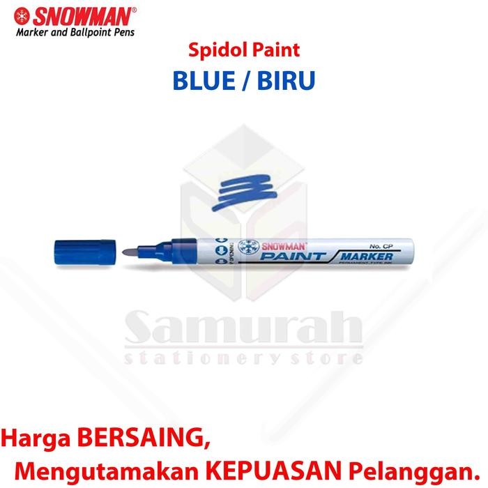 

br e Spidol Paint Marker Snowman Permanent Besar 10 Warna - Emas Perak Putih Hitam Pink Kuning Merah Biru hijau Orange - Biru (Blue)
