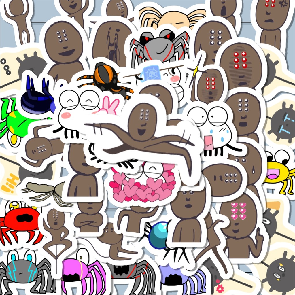 

100PCS Lucu Hewan Laba laba Stiker Aesthetic Stiker Anti Air Stikers Berperekat Waterproof sticker decal buat Motor Helm Buku Journal Koper Casing HP Laptop Botol Minum Hadiah anak