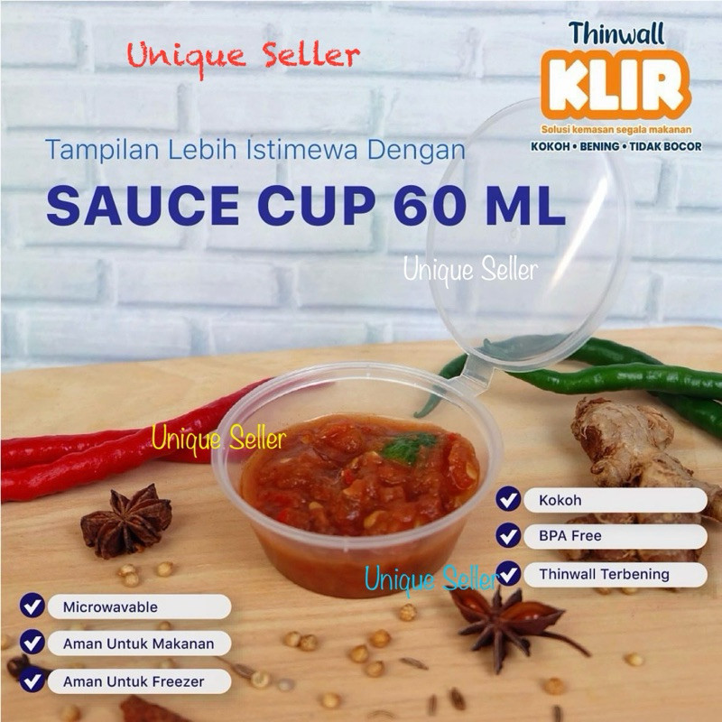 [Isi50] Thinwall Cup 60 ml KLIR / Thinwal Cup 60ml / Tempat Saos Bumbu 60 ml KLIR / Sauce Cup 60 ml 