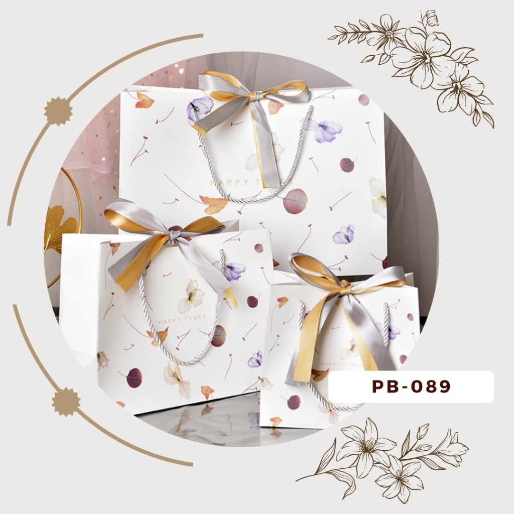

PB089 – PAPER BAG JUMBO PREMIUM MOTIF FLOWER BACKGROUND WHITE GOODIE BAG GIFT HAMPERS BIRTHDAY