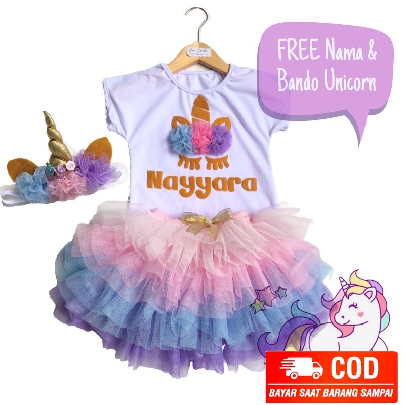 

__(( ROK TUTU ANAK | setelan tutu gotik unicorn Free nama dan bando 1-9th ___(((