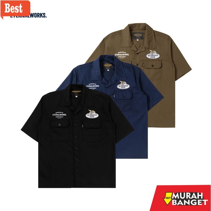 kemeja pendek pria keren KEMEJA PRIA - STONE GLORIOUS FATE BLACK WORKSHIRT - KEMEJA LENGAN PENDEK - 