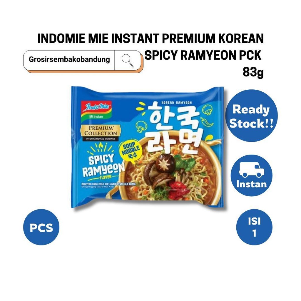 

INDOMIE MIE INSTANT PREMIUM KOREAN SPICY RAMYEON PCK 83g - 1 Pcs - Kota Bandung