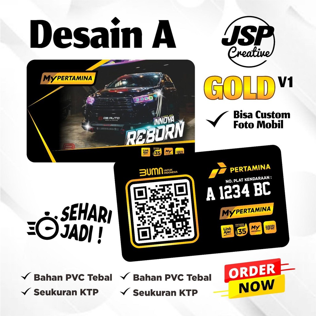

JSP Printing - Kartu Pertamina New Desain Gold dengan Foto Mobil - Card