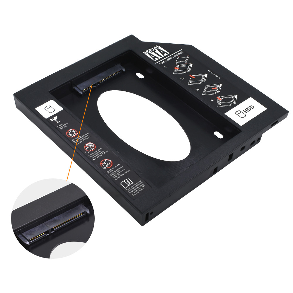 TISHRIC 2nd Hdd Caddy SSD SATA 3.0 Plastic Caddy 9.5mm 12.7mm Hdd Enclosure Hard Disk Case For Lapto